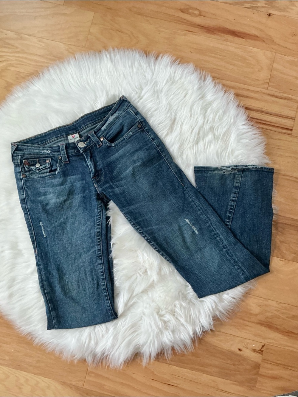 True Religion Joey Low Rise Flap Flare Jeans Size 30